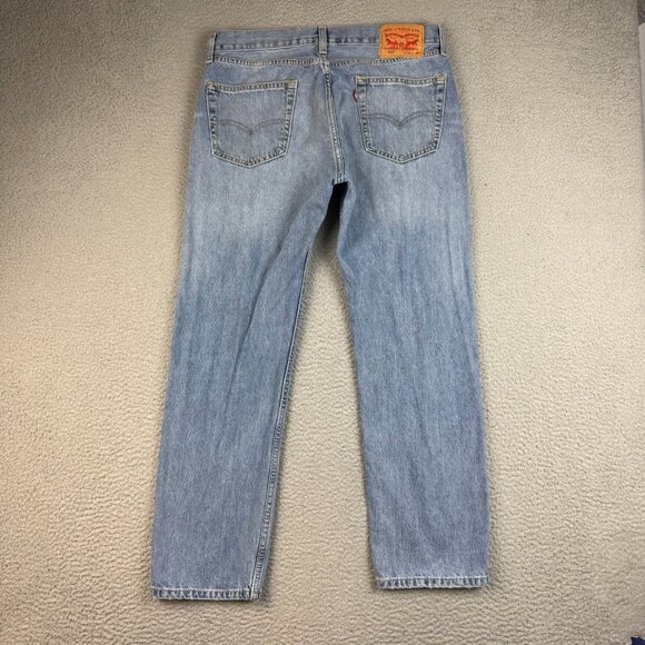 Levis 505 Jeans Mens 34x30 Blue Denim Zip Fly Straight Fit Classic Workwear Pant - Picture 2 of 7